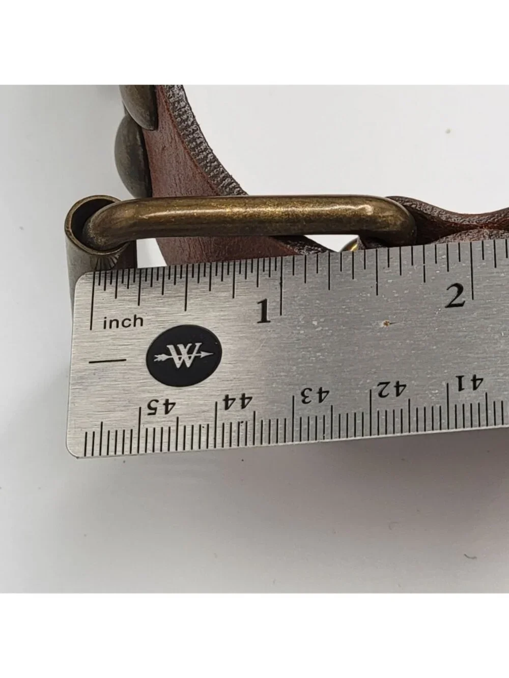 Vtg Y2k Express Studded Boho Brown Leather Wide Belt Antique Brass Hardware